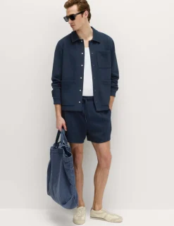 Cotton Blend Pique Overshirt