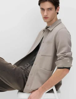Cotton Blend Pique Overshirt
