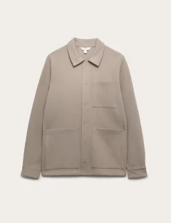 Cotton Blend Pique Overshirt