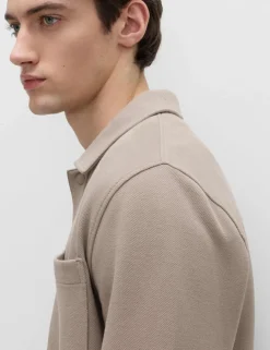 Cotton Blend Pique Overshirt