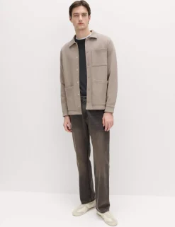 Cotton Blend Pique Overshirt