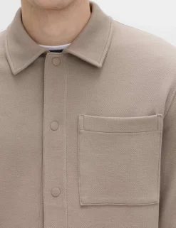 Cotton Blend Pique Overshirt