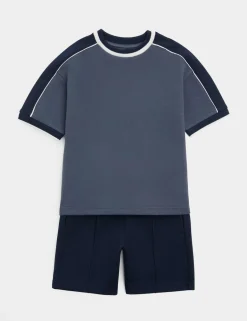 Cotton Blend Pique T-shirt & Short Outfit (2-10 Yrs)