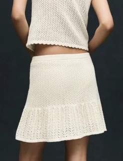 Cotton Blend Pointelle Knitted Vest