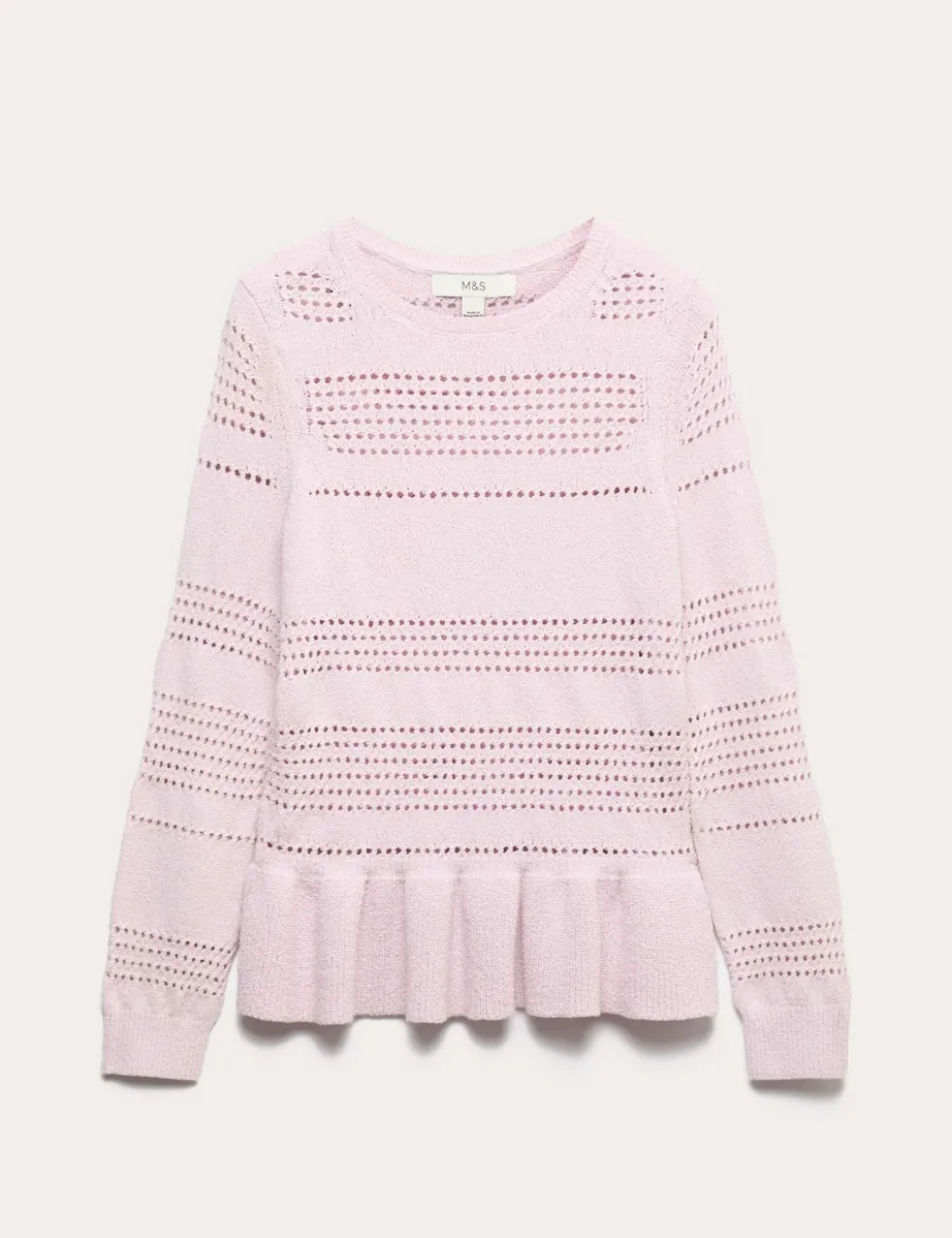 Cotton Blend Pointelle Ruffle Jumper
