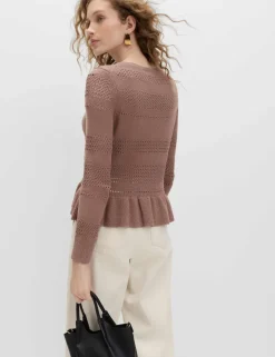 Cotton Blend Pointelle Ruffle Jumper