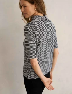 Cotton Blend Polka Dot High Neck Top