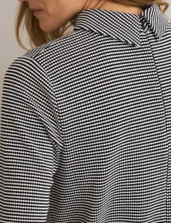 Cotton Blend Polka Dot High Neck Top