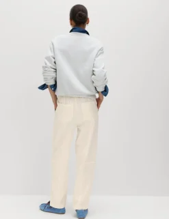 Cotton Blend Pull On Tapered Trousers