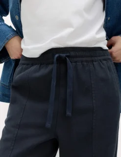 Cotton Blend Pull On Tapered Trousers
