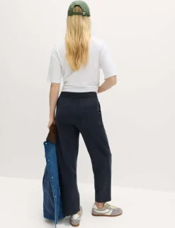 Cotton Blend Pull On Tapered Trousers