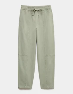 Cotton Blend Pull On Tapered Trousers