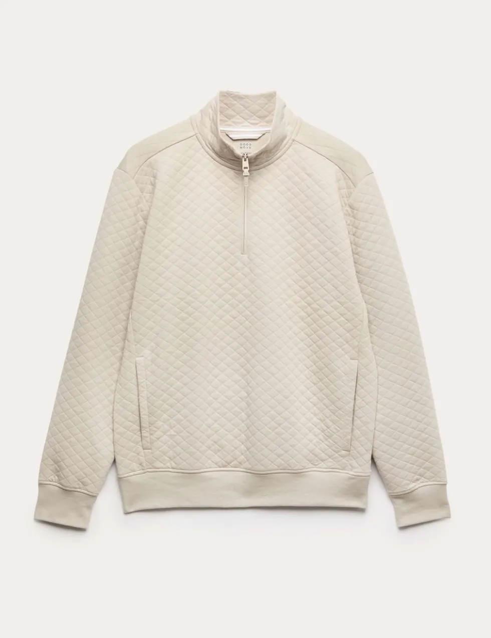 Cotton Blend Quilted Funnel Neck Sweatshirt