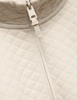Cotton Blend Quilted Funnel Neck Sweatshirt