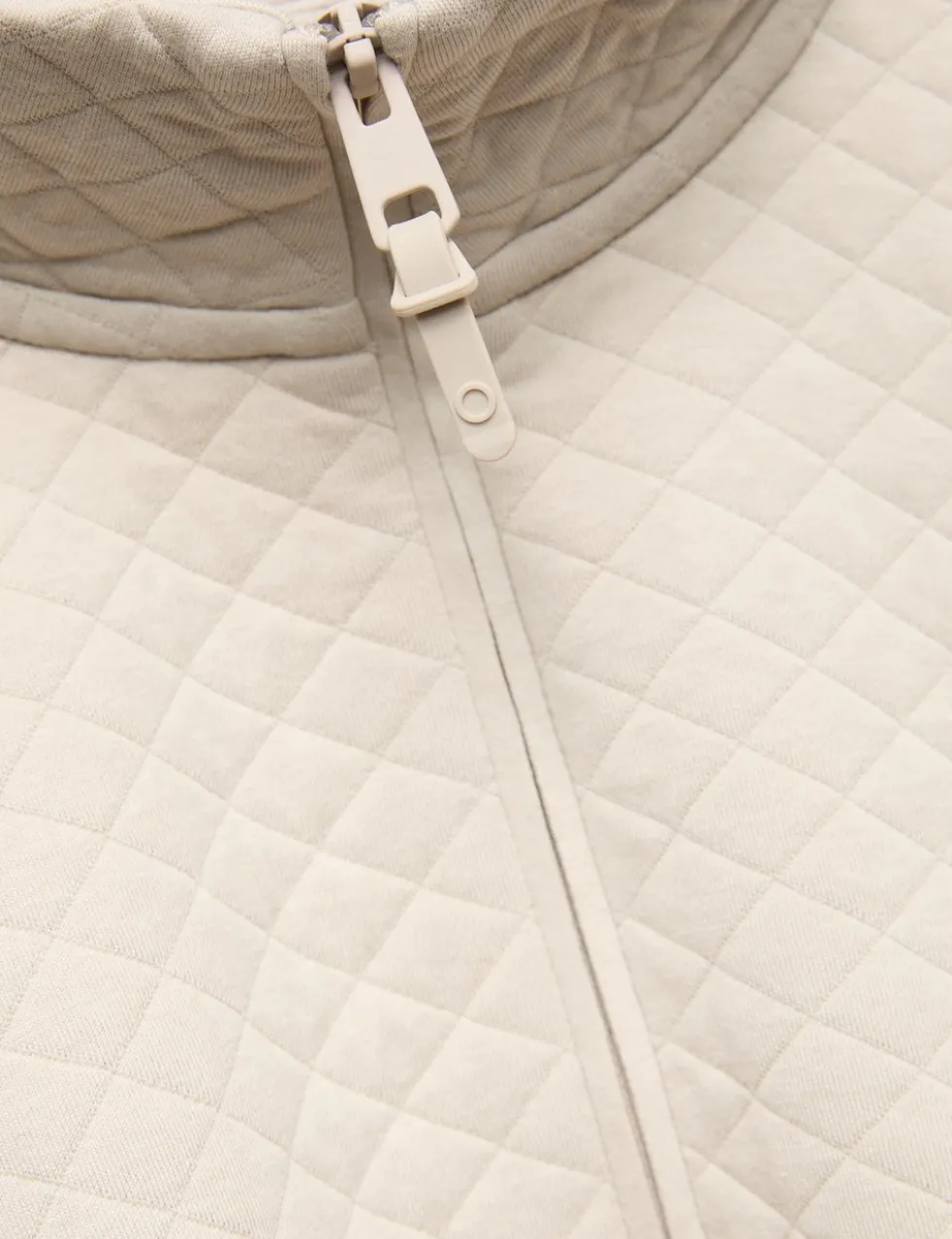 Cotton Blend Quilted Funnel Neck Sweatshirt
