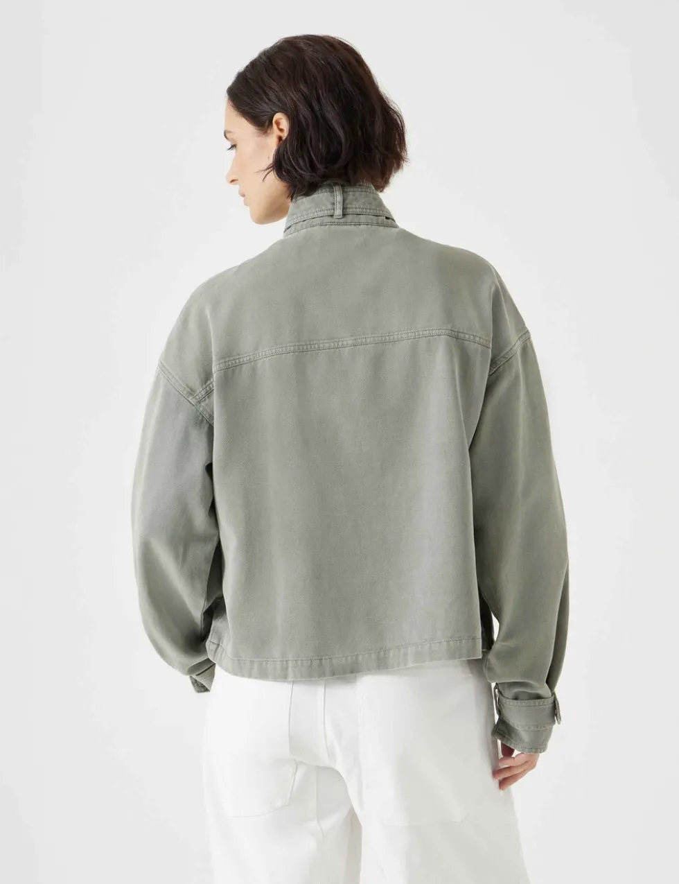 Cotton Blend Relaxed Utility Jacket