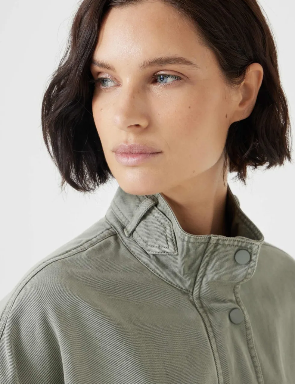 Cotton Blend Relaxed Utility Jacket