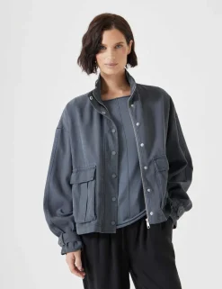 Cotton Blend Relaxed Utility Jacket