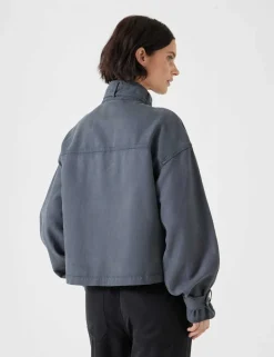 Cotton Blend Relaxed Utility Jacket