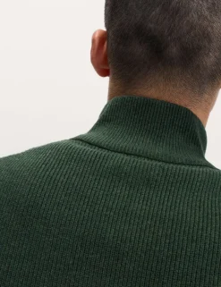 Cotton Blend Ribbed Half Zip Jumper
