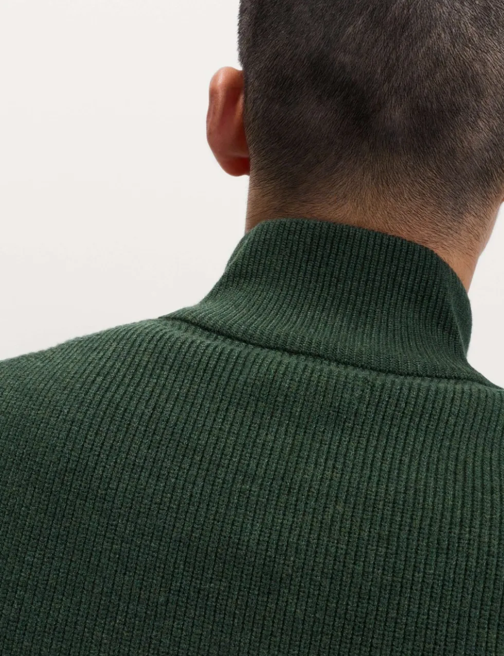 Cotton Blend Ribbed Half Zip Jumper