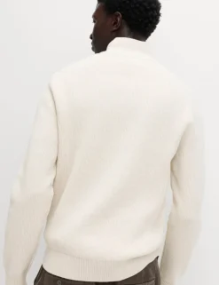 Cotton Blend Ribbed Half Zip Jumper
