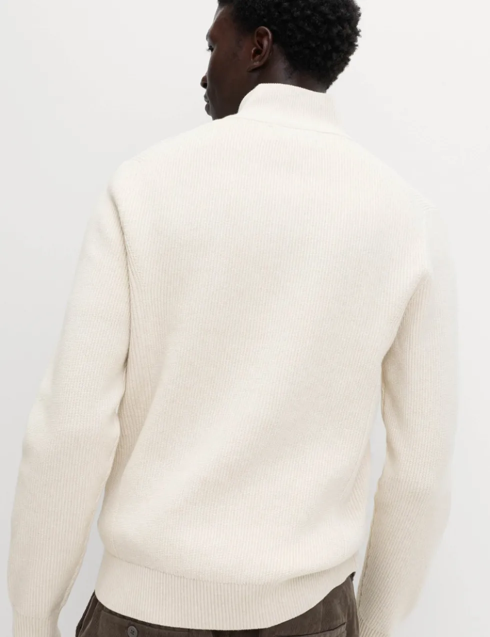 Cotton Blend Ribbed Half Zip Jumper