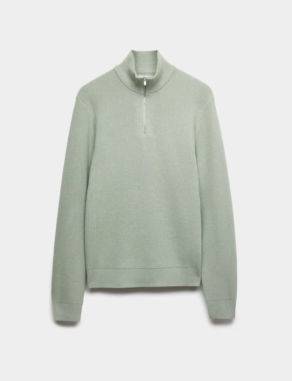 Cotton Blend Ribbed Half Zip Jumper
