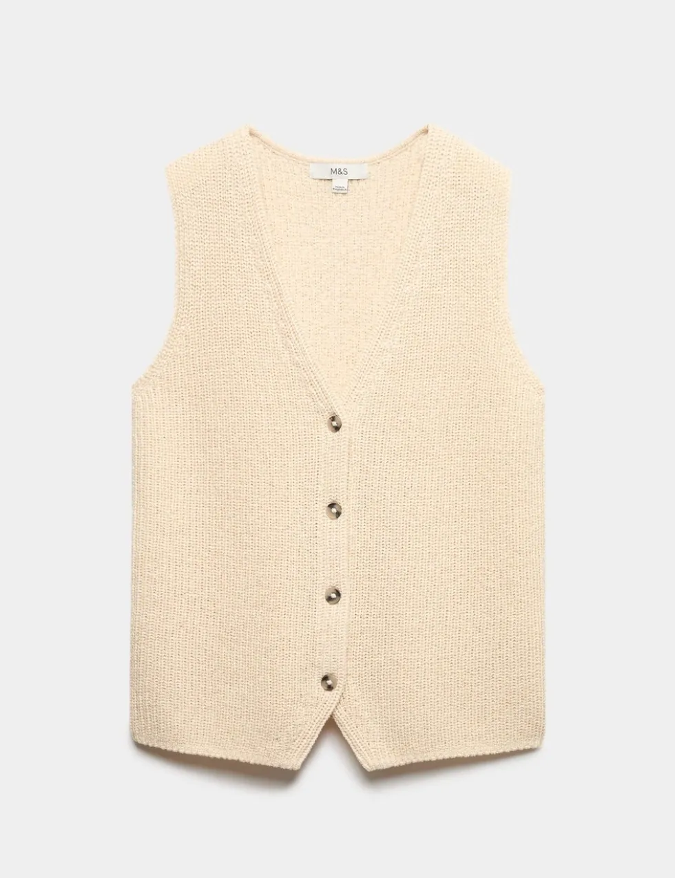 Cotton Blend Ribbed Knitted Waistcoat