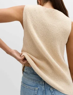 Cotton Blend Ribbed Knitted Waistcoat