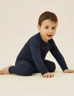 Cotton Blend Ribbed Pyjamas (0-6 Yrs)
