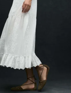 Cotton Blend Ruffle Midaxi Knitted Dress
