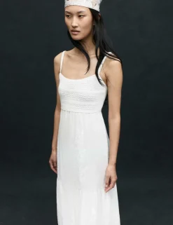Cotton Blend Ruffle Midaxi Knitted Dress