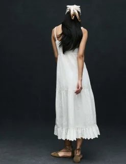 Cotton Blend Ruffle Midaxi Knitted Dress
