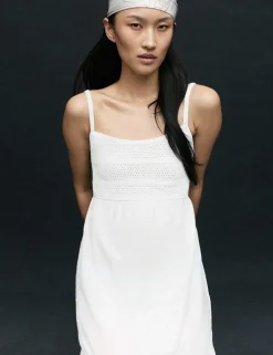 Cotton Blend Ruffle Midaxi Knitted Dress