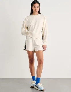 Cotton Blend Side Stripe Drawstring Shorts