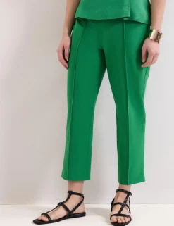 Cotton Blend Slim Fit Cropped Trousers