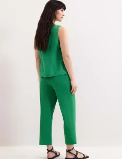 Cotton Blend Slim Fit Cropped Trousers