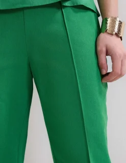 Cotton Blend Slim Fit Cropped Trousers