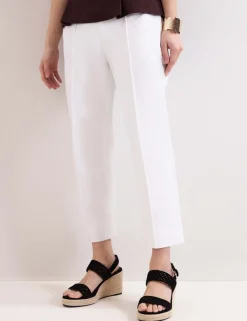 Cotton Blend Slim Fit Cropped Trousers