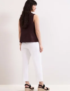 Cotton Blend Slim Fit Cropped Trousers