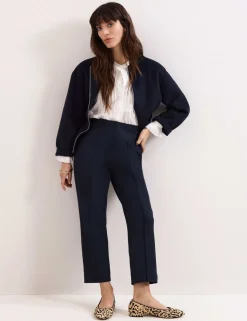 Cotton Blend Slim Fit Cropped Trousers