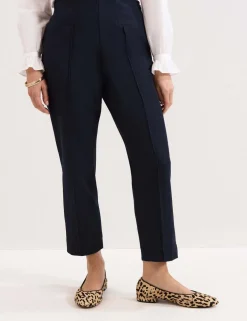 Cotton Blend Slim Fit Cropped Trousers