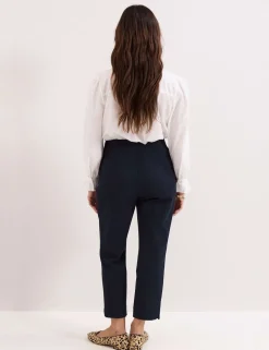 Cotton Blend Slim Fit Cropped Trousers