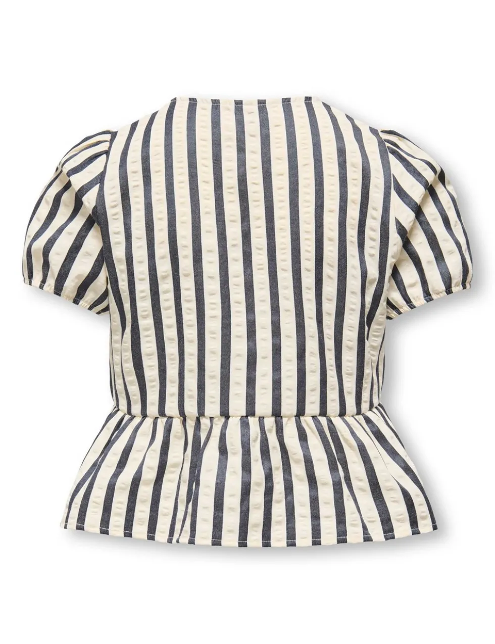Cotton Blend Striped Bow Peplum Hem Blouse (8-14 Yrs)