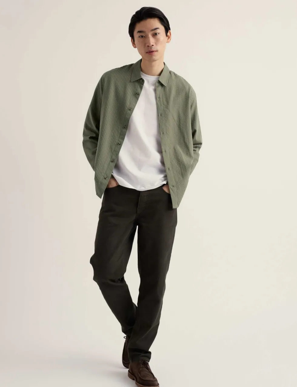 Cotton Blend Striped Overshirt