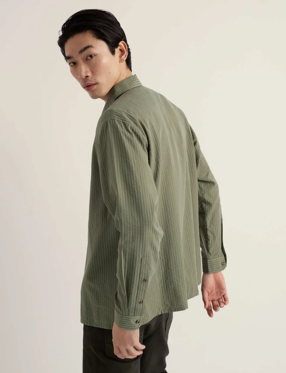 Cotton Blend Striped Overshirt