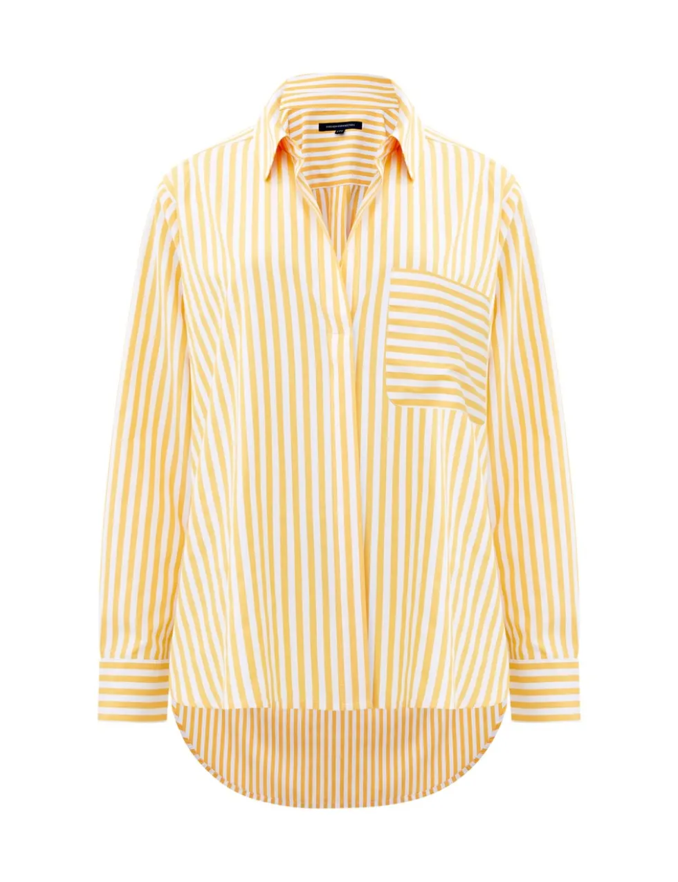 Cotton Blend Striped Relaxed Popover Blouse