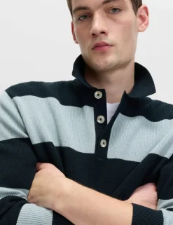 Cotton Blend Striped Rugby Shirt