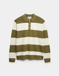 Cotton Blend Striped Rugby Shirt